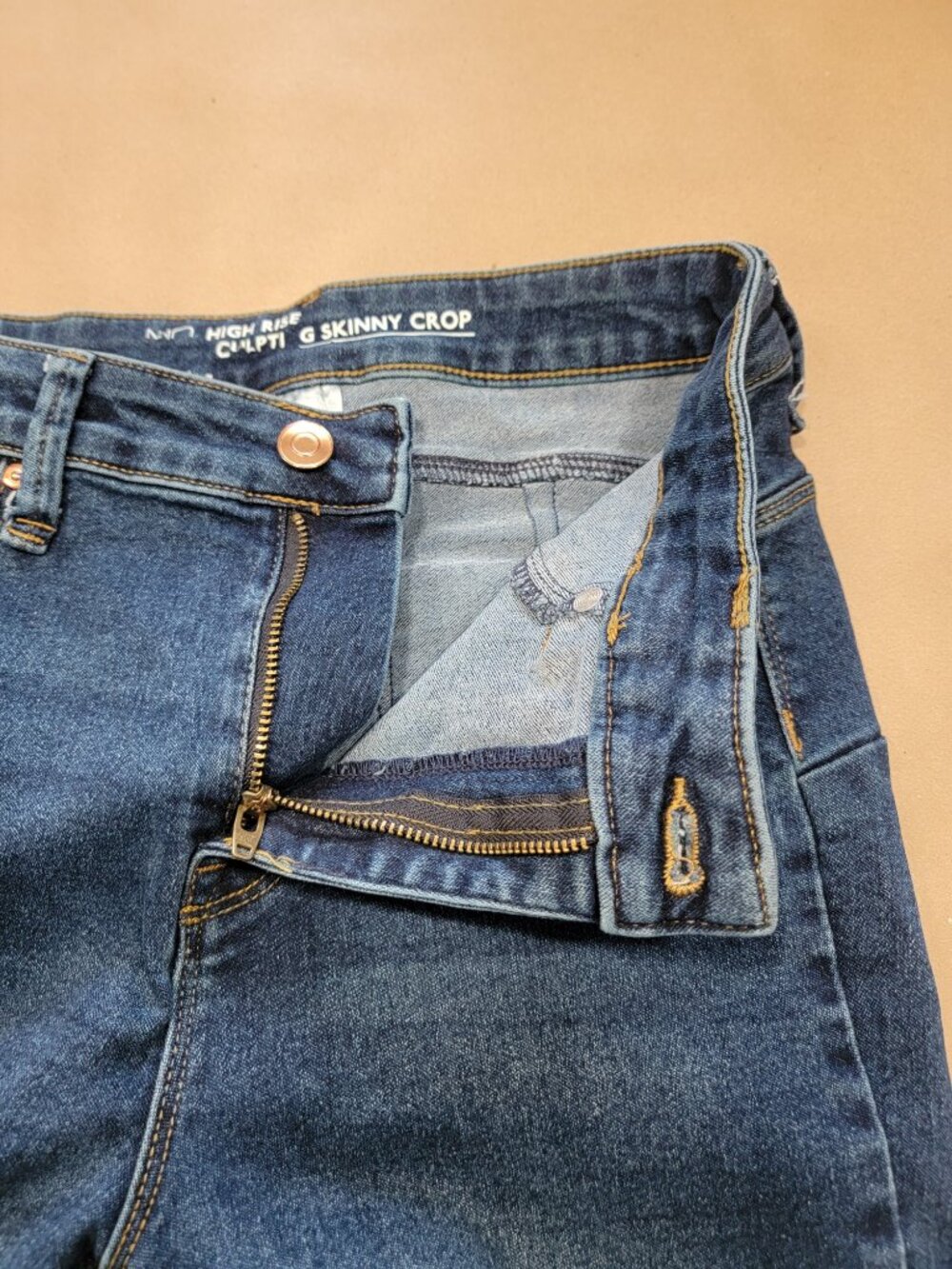 No Boundaries Size 7 Dark Wash High Rise Sculpting Skinny Crop Denim Blue Jeans - Picture 11 of 13